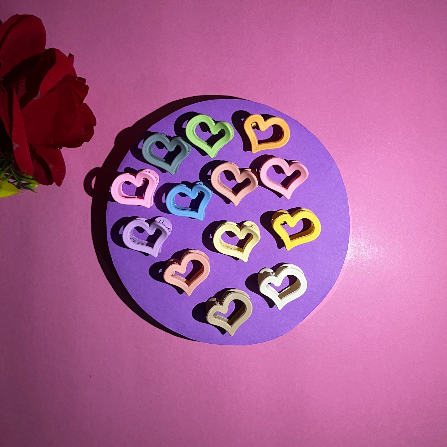 Givsy Mini Heart Design Hair Claws (Pack of 12)GSYHC0010