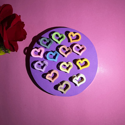 Givsy Mini Heart Design Hair Claws (Pack of 12)GSYHC0010